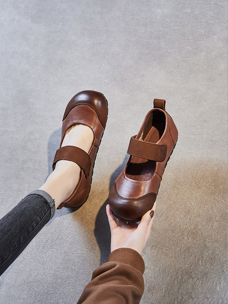 Summer Soft Leather Flat Shoes Qw1020