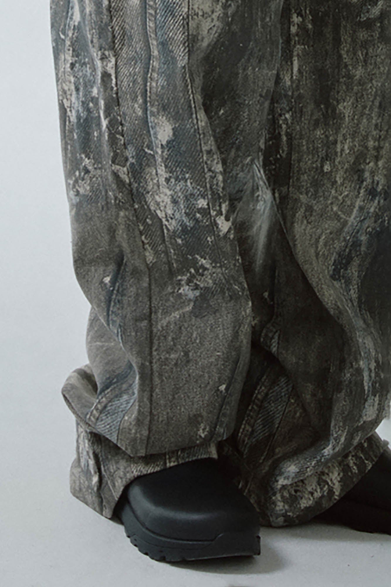 Acid Wash Straight-leg Pants