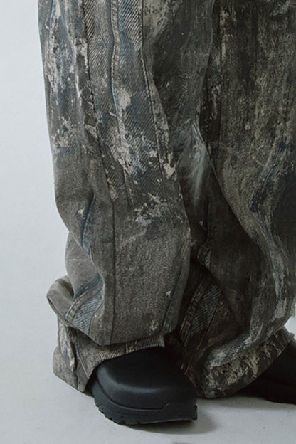 Acid Wash Straight-leg Pants
