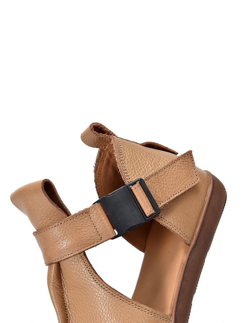 Summer Leather Open-toe Flat Shoes Ui1023