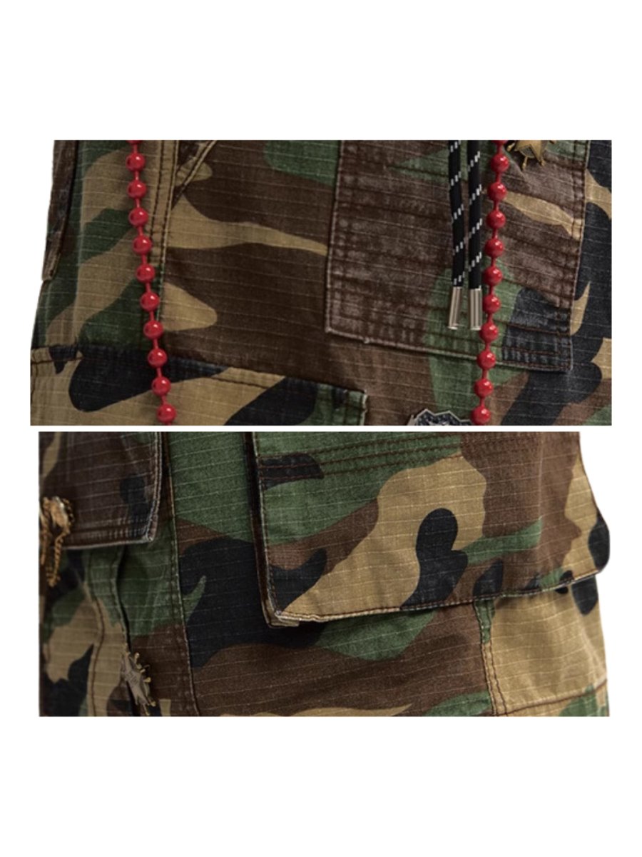 Camouflage Cargo Skirt Pinstripe Wide-leg Pants