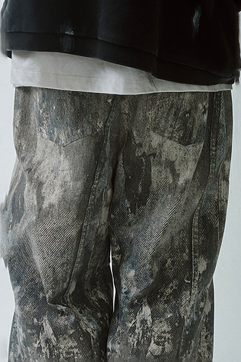 Acid Wash Straight-leg Pants