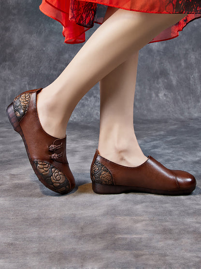 Spring Flower Leather Spliced Flat Shoes Kl1021