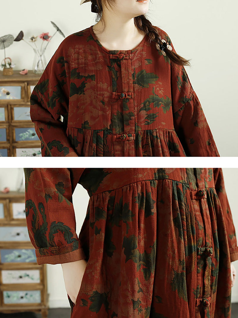 Flower Button Linen Shirt Coat Ai1017