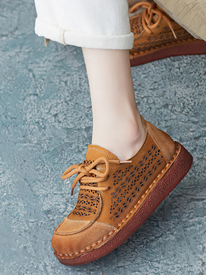 Summer Colorblock Leather Flat Shoes As1053