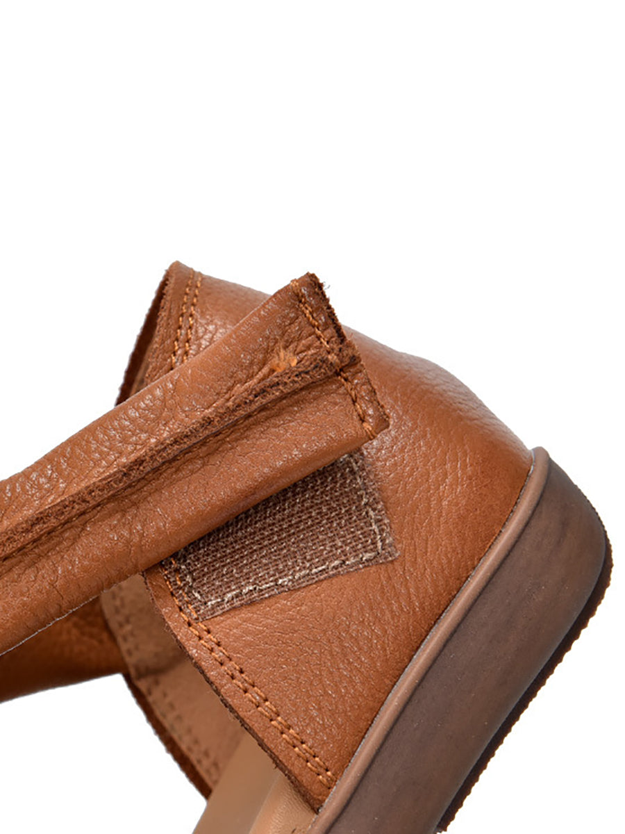 Summer Leather Colorblock Flat Shoes Qw1039