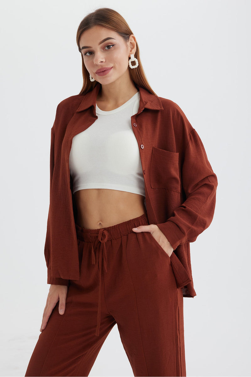 Long Sleeve Color Shirt Long Pants Set