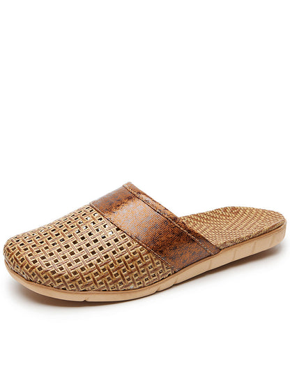 Summer Bamboo Weaving Spliced Slippers Fg1022