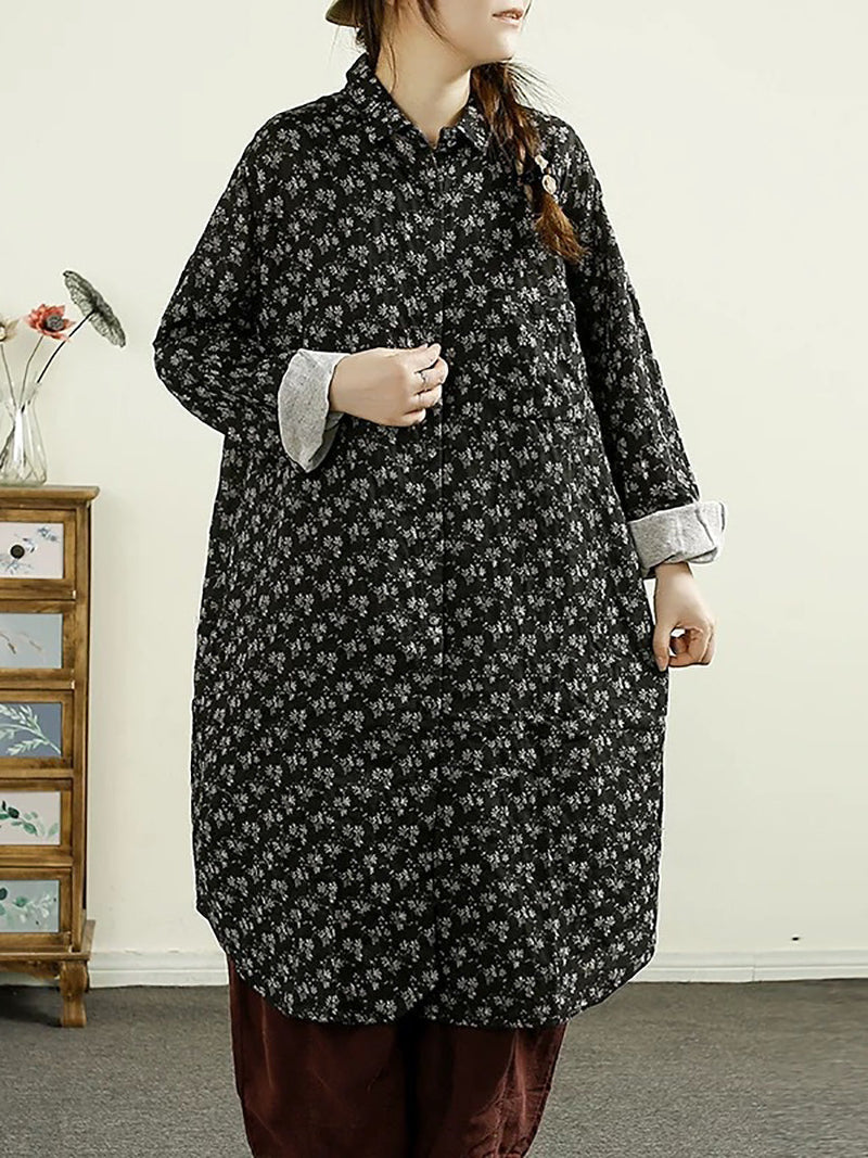 Autumn Flower Button-up Thin Cotton Coat Ak1014