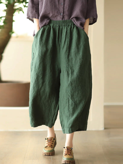 Summer Retro Linen Loose Harem Pants Fd009