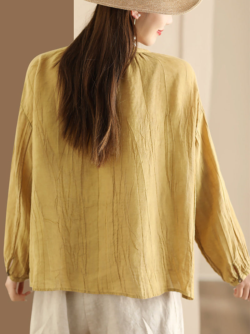 Spring Ramie V-neck Blouse Co1013