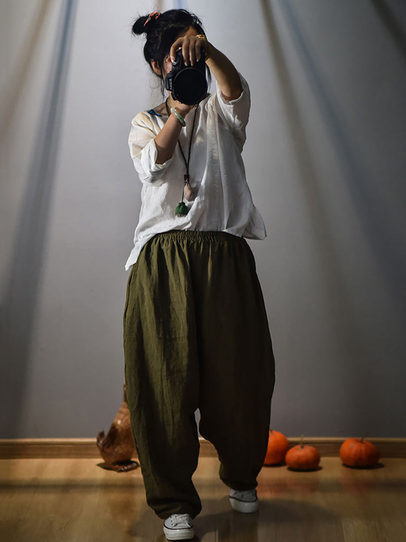 Spring Linen Harem Pants Fd040