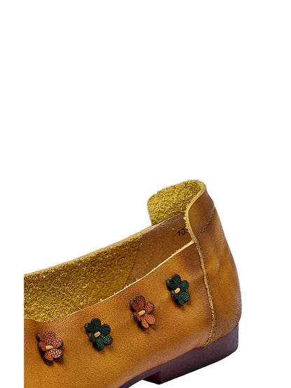 Summer Leather Flower Spliced Flat Shoes Sc1012