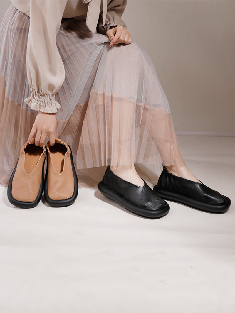 Summer Genuine Leather Flat Shoes Qw1042