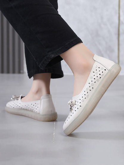 Summer Cutout Leather Flat Shoes Kl1043