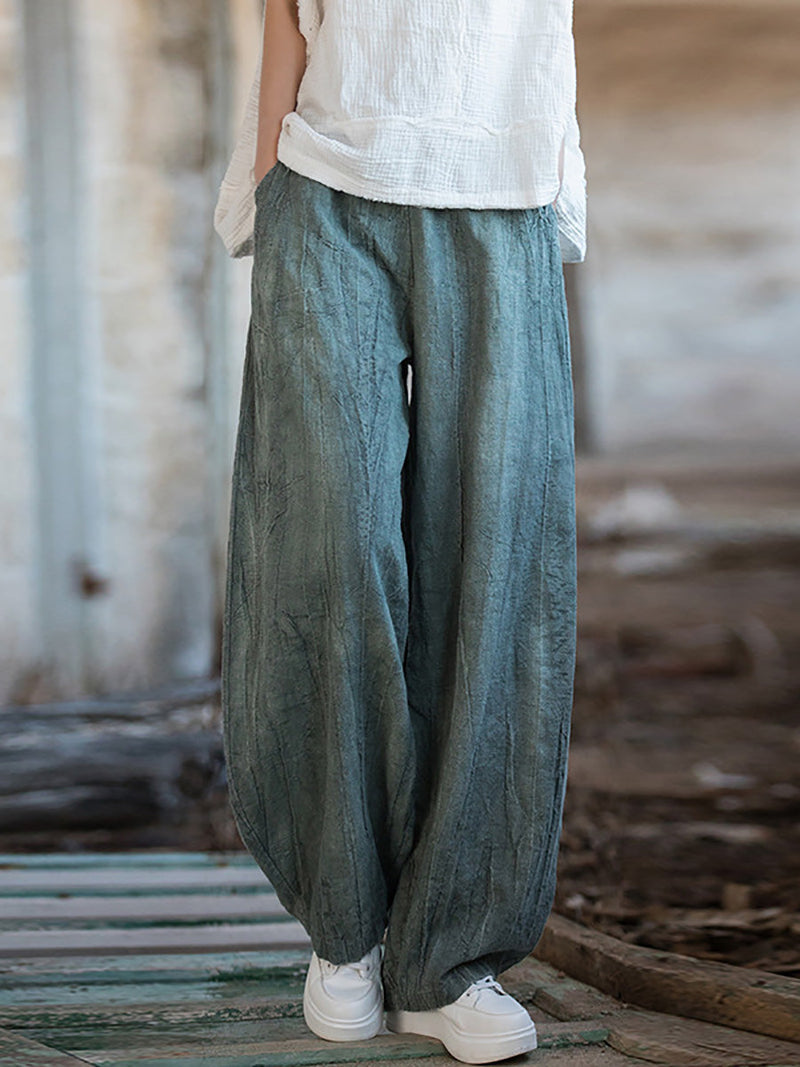 Autumn Tie-dye Ramie Harem Pants At1085