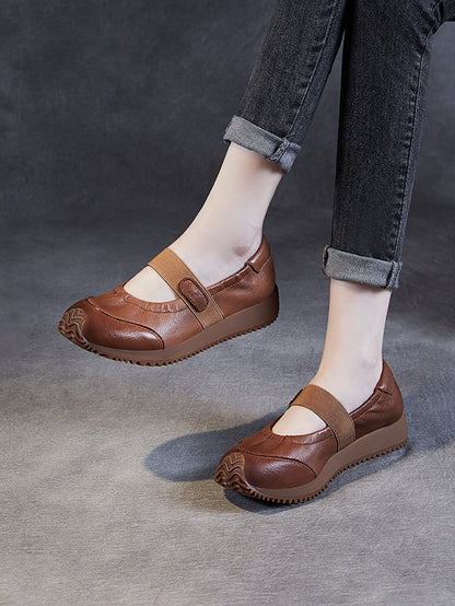 Summer Retro Leather Platform Shoes Sc1025