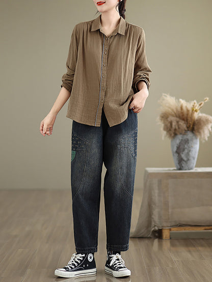 Autumn Spliced Loose Denim Harem Pants At1064