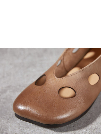 Summer Leather Cutout Soft Shoes Io1029
