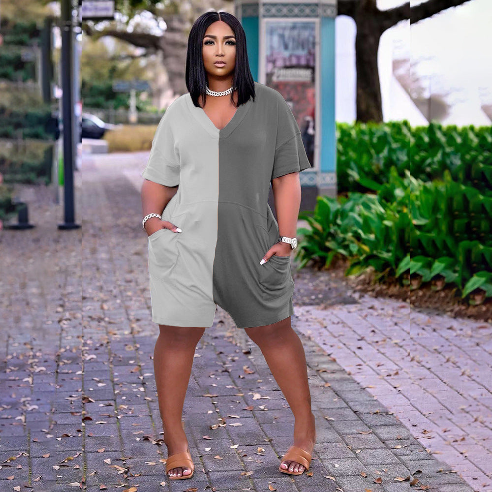 Summer Loose Contrast Color Romper