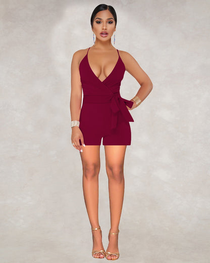 Deep V Plunge Neck Romper