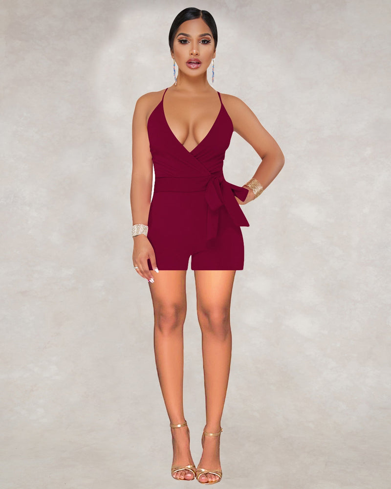 Deep V Plunge Neck Romper