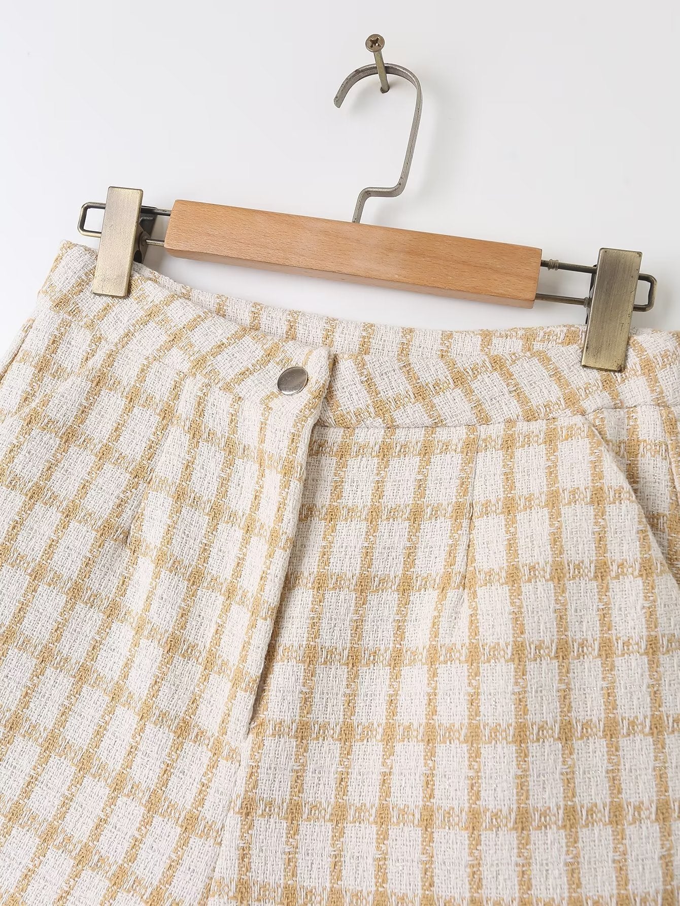 Spring Loose Plaid Straight Leg Pants Sweet Fresh Pants Contrast Color Tassel Shorts