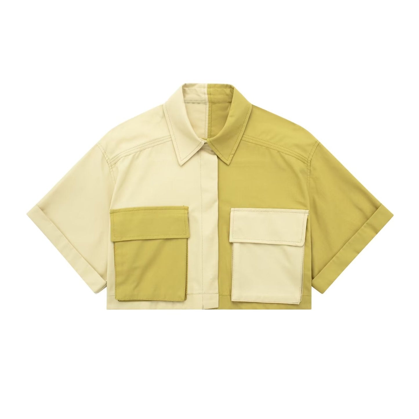 Patchwork Trench Coat Fabric Short Shirt Patchwork Skirt Pocket Decoration Skinny Pant Suit