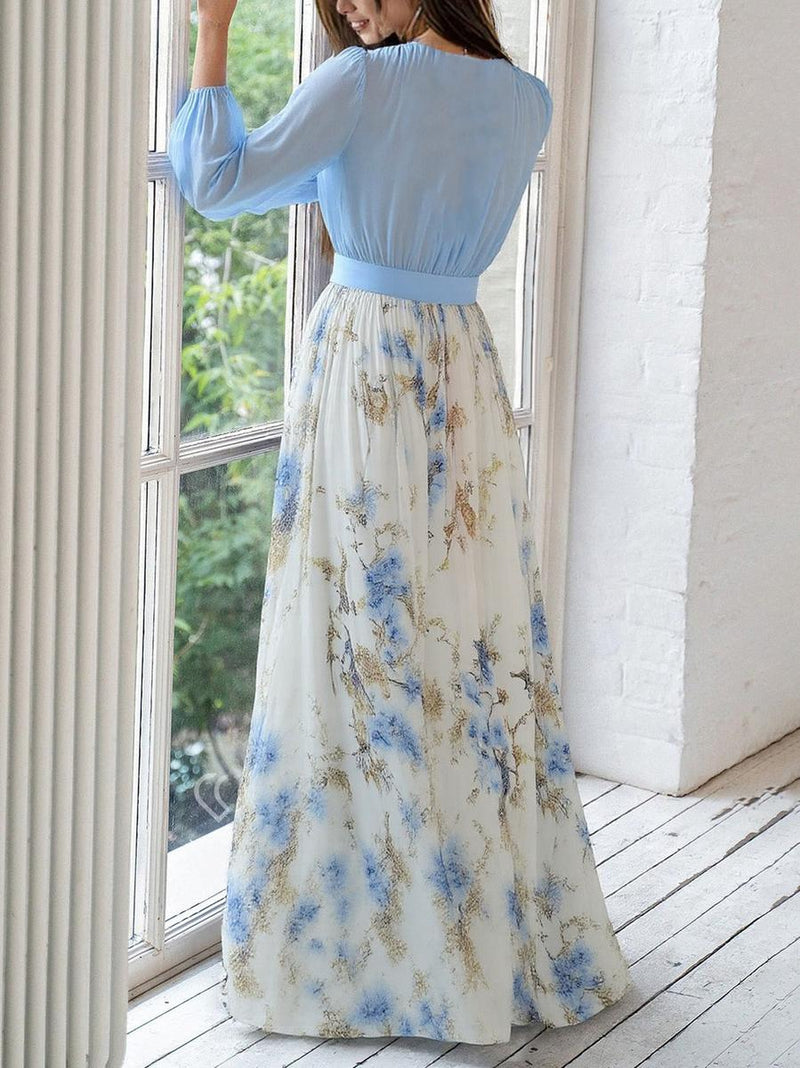 Print V-neck Maxi Dress