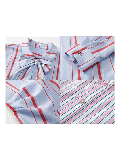Striped Bow-tie Blouse Shirt