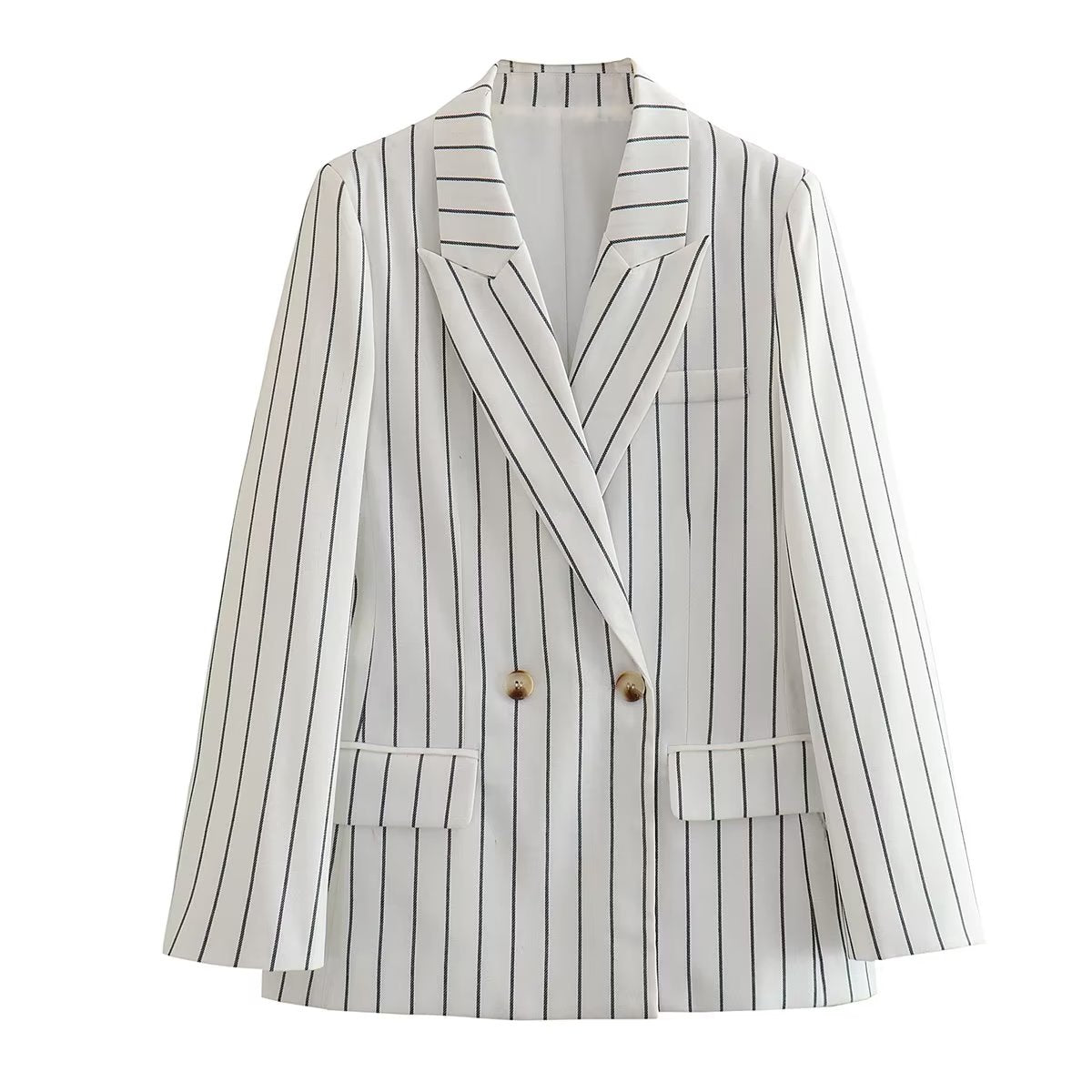 Spring High Waist Ptripe Work Pant Double Breasted Blazer
