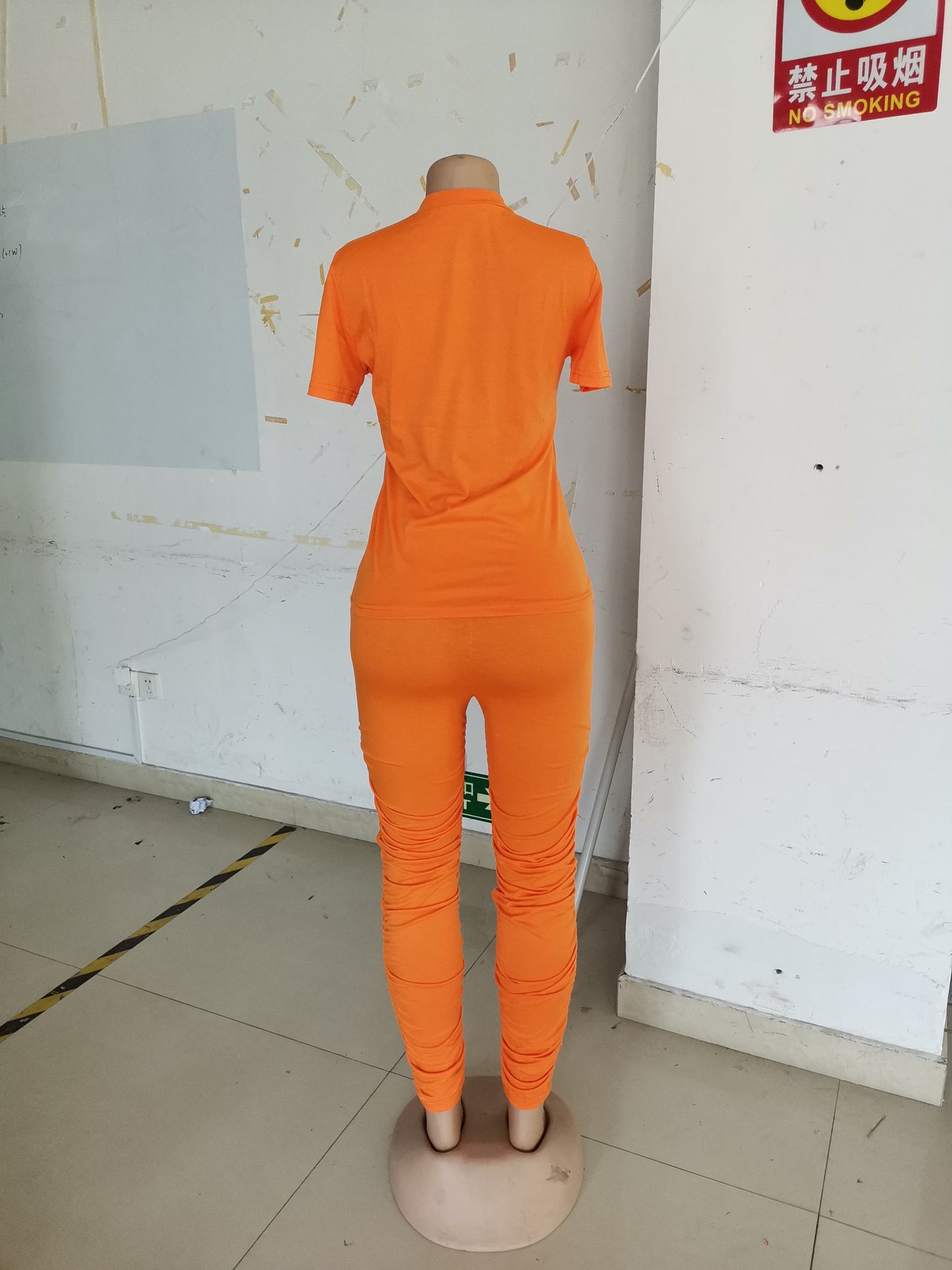 Clothing Ruched Short-sleeved Suit T-shirt Two-piece Set Color Tight Summer