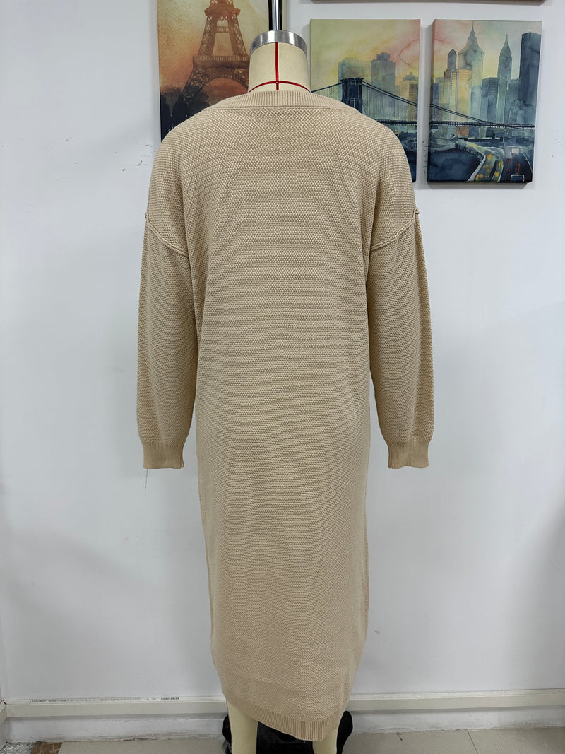 Autumn Winter Button Knitwear Dress Office Sweater