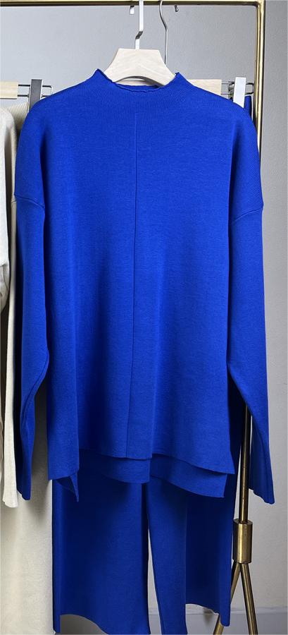 Autumn Winter Popular Long Sleeved Sweater Sets Knitted Top Trousers Two Piece Clothing