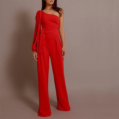 Creative One Shoulder Asymmetric Clothing Jumpsuit