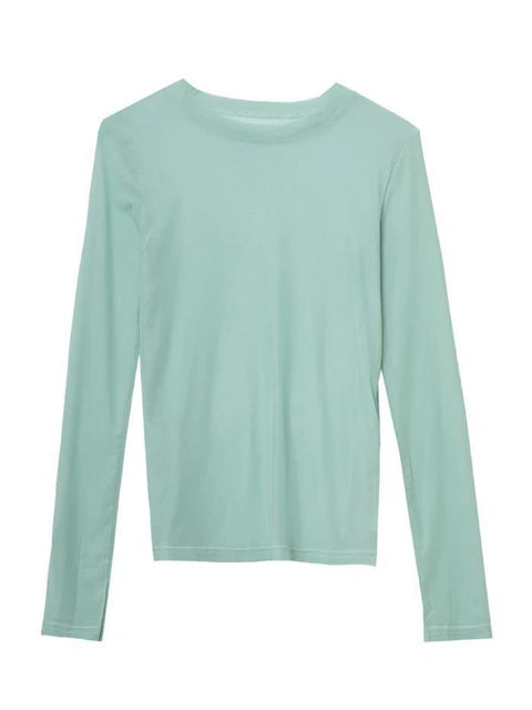 T Shirt See Through Transparent Mesh Tops Long Sleeve T-shirt Pink Green Top Basic Tops for