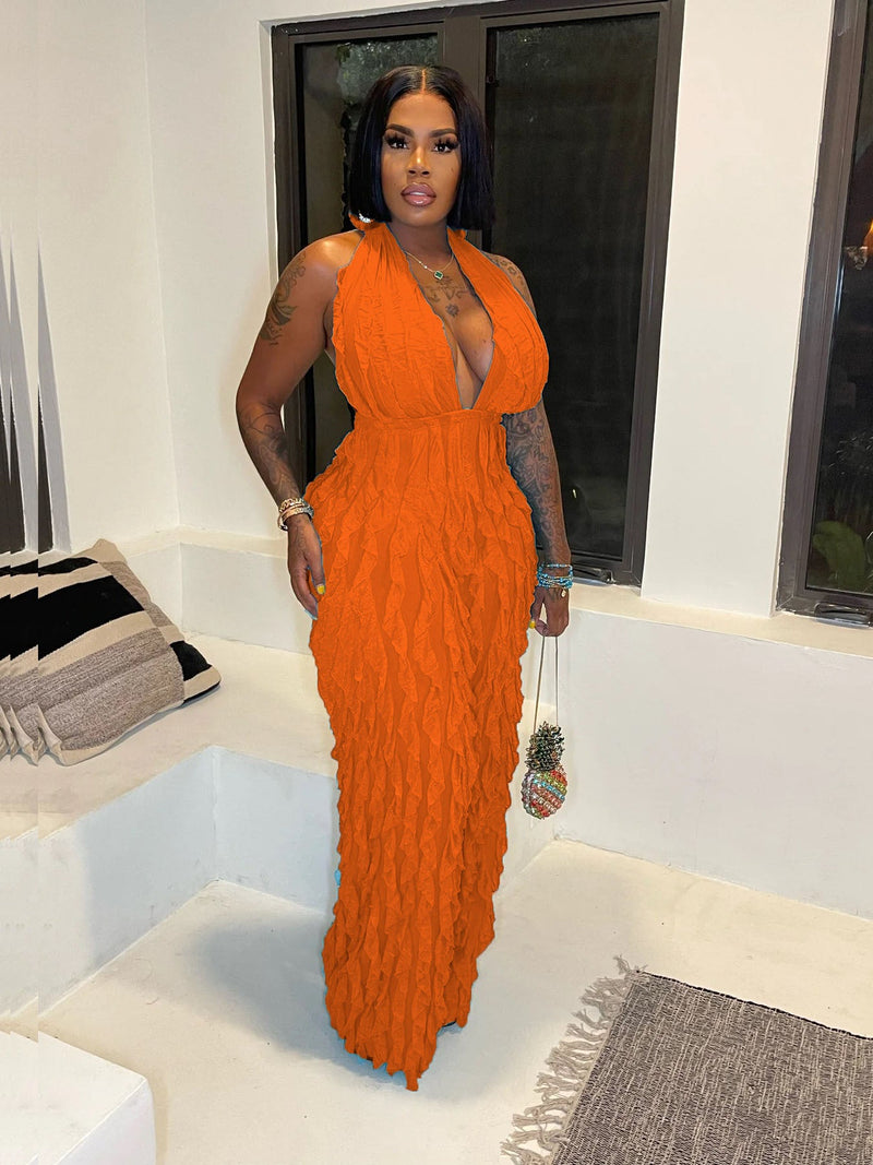 Clothing Spring Summer Wave Pattern Bandeau High Waist Jumpsuit