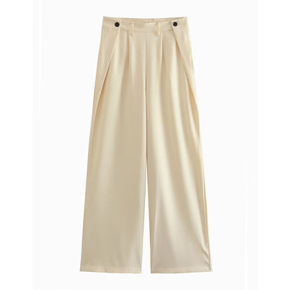 Cutout Out Sets Top High Waist Pleated Design Work Pant Sets