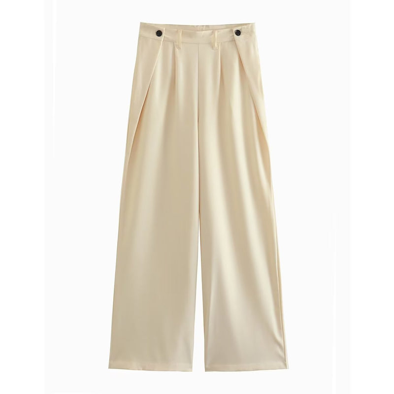 Cutout Out Sets Top High Waist Pleated Design Work Pant Sets