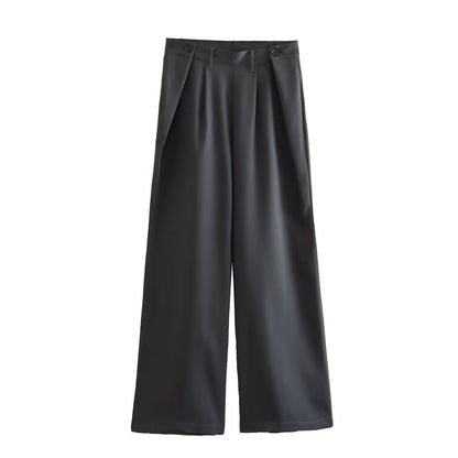Cutout Out Sets Top High Waist Pleated Design Work Pant Sets