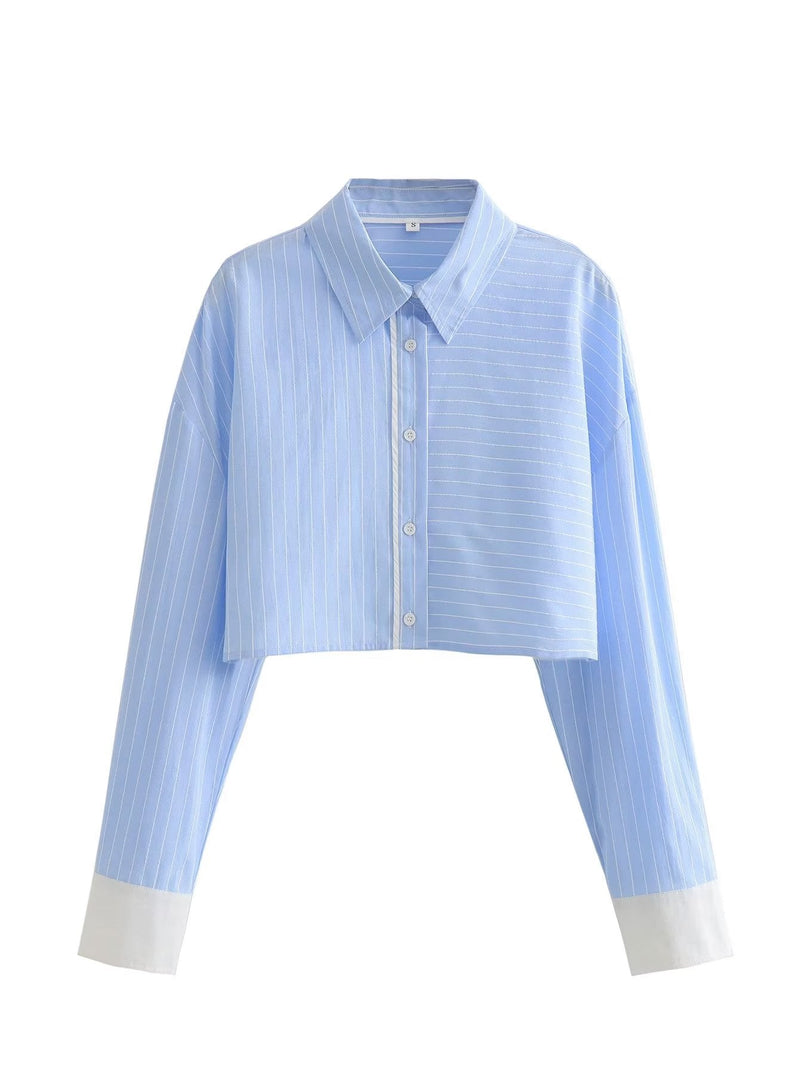 Clothing French Striped Poplin Short Shirt Contrast Color Shorts
