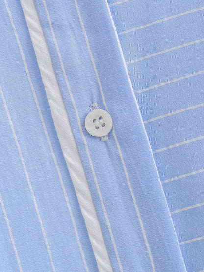 Clothing French Striped Poplin Short Shirt Contrast Color Shorts