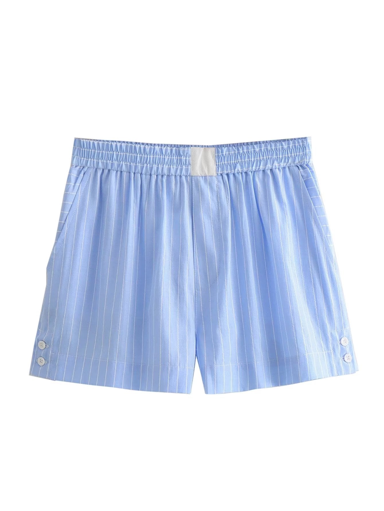 Clothing French Striped Poplin Short Shirt Contrast Color Shorts