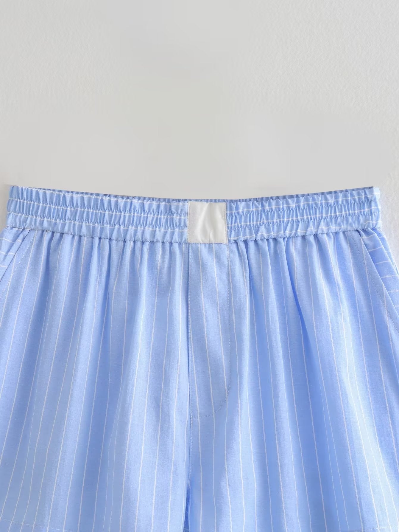 Clothing French Striped Poplin Short Shirt Contrast Color Shorts