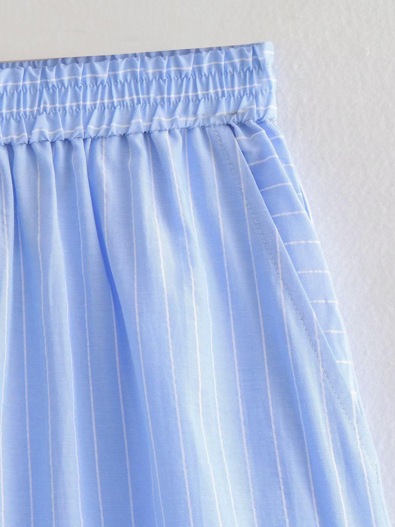 Clothing French Striped Poplin Short Shirt Contrast Color Shorts