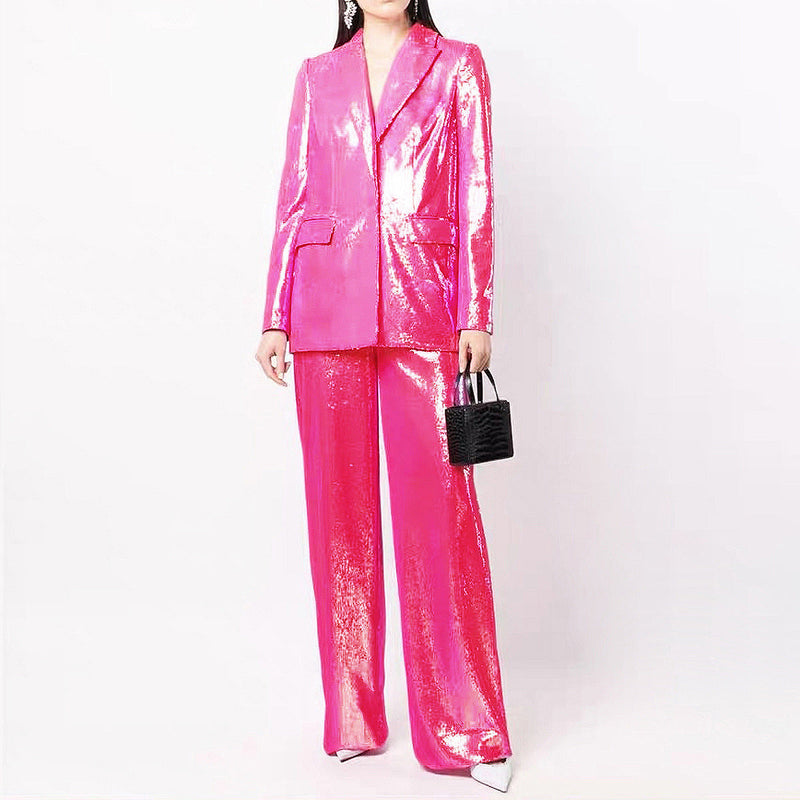 Bling Bling Sequ Shiny Work Pant Suit