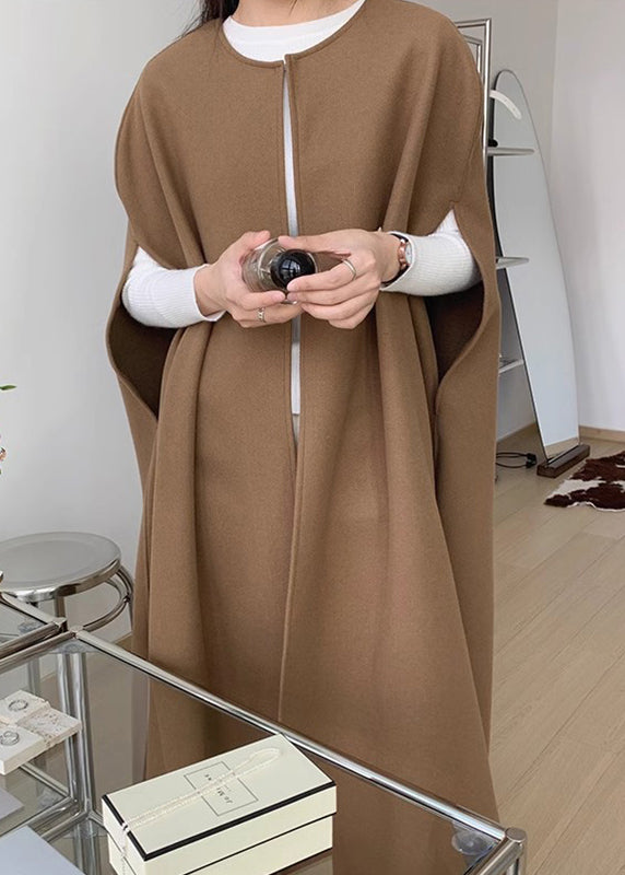 Oversized Pockets Sleeveless Woolen Coats Black