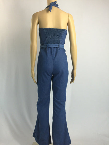 Jeans Slim Fit Jumpsuit Containing Belt
