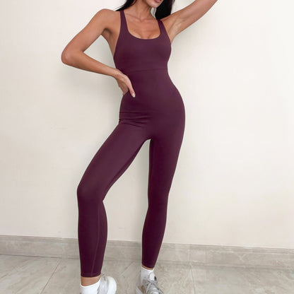 Jumpsuit Tight Sleeveless High Elastic Fitness Suit Hollow Out Cutout Out Beauty Back Sports Yoga Pilates