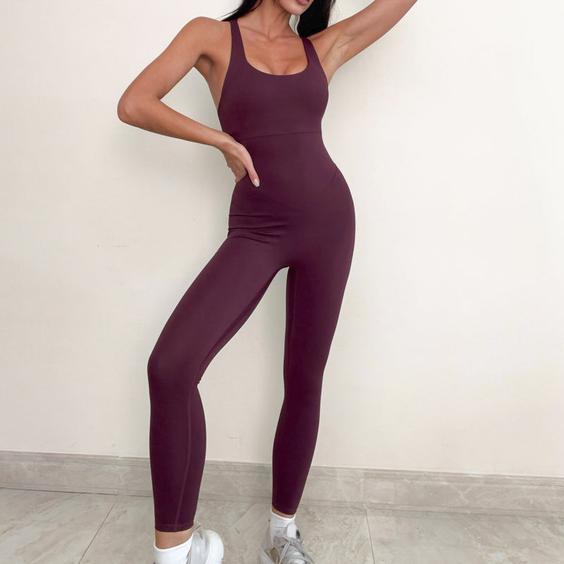Jumpsuit Tight Sleeveless High Elastic Fitness Suit Hollow Out Cutout Out Beauty Back Sports Yoga Pilates